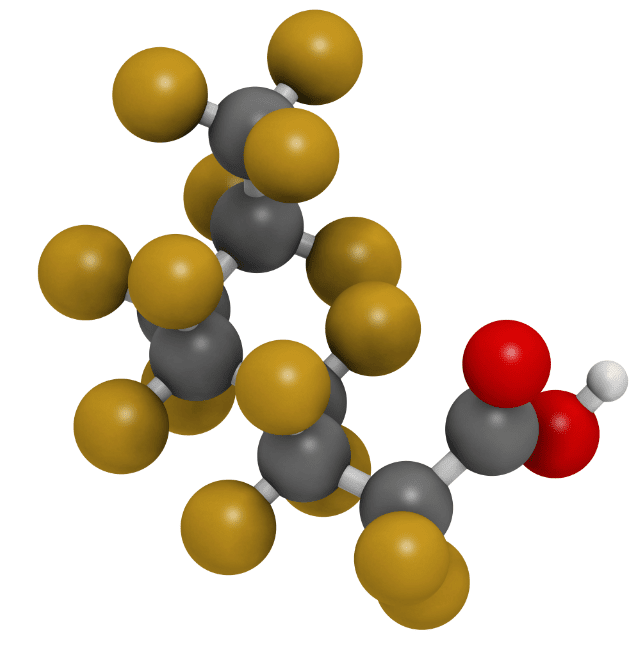 Molecular structure illustration of PFOA
